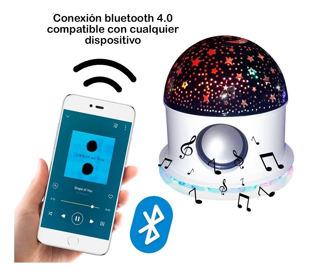 Miniatura 5 de Proyector Lampara Estrellas Parlante